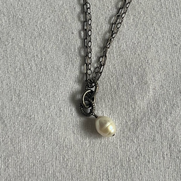 SILPADA - N1353 - Oxidized Sterling Silver Freshwater Pearl Necklace - Picture 1 of 3